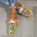 Women Ethnic Rainbow Canvas Autumn New Casual Daily Ladies Flat Shoes Round Toe Multi-Color Print Lace-up Sneakers_vogvips.com