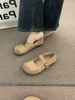 French Style Milk Camel Round Toe Matte Ballet For Women Outdoor Summer Soft Sole Fairy Mary Jane Shoes_vogvips.com