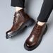 European Warm Series Men's Martin 2025 New Cotton-Padded Leather Thin British Style Mid-Cut Thick Sole Height-Increasing Motorcycle Black_vogvips.com