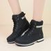 Vintage Style Women's Ankle Boots With Zipper - PU Leather Work Boots For Women - Comfortable Round Toe Casual Shoes (Sizes 36-42, Black/Yellow)_vogvips.com