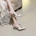 French Style Elegant Evening Dress High Heels Rhinestone Pointed Toe Sandals Women Spring Summer Satin White Wedding_vogvips.com