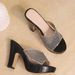 Cross-border Plus-size Fairy-style Trendy Women's Slippers, Foreign Trade Chunky Heel With Rhinestones Sequins,_vogvips.com