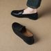 Women's British-style Shoes 2026 New Model, Soft Leather Black Round-toe Flat Slip-on Retro Loafers For Women_vogvips.com