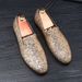 Fashion Designer Pointed Gold Silver Sequin Wedding Leather Shoes For Mens Casual Loafers Business Formal Dress Zapatos Hombre_vogvips.com