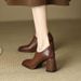 British Deep Mouth Single Shoe French Square Toe Thick Heel High Heels 2025 Spring And Autumn New Versatile Brown_vogvips.com