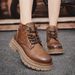 European Warm Series Italian Plus Size Autumn Winter New Couple Martin Thick Sole Genuine Leather Yellow Boots_vogvips.com
