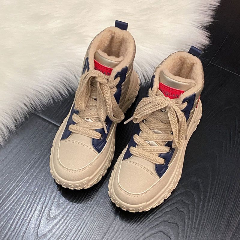 Snow Boots Women's Velvet Thickened High-top Platform Student Sports Cotton Shoes Tide_vogvips.com