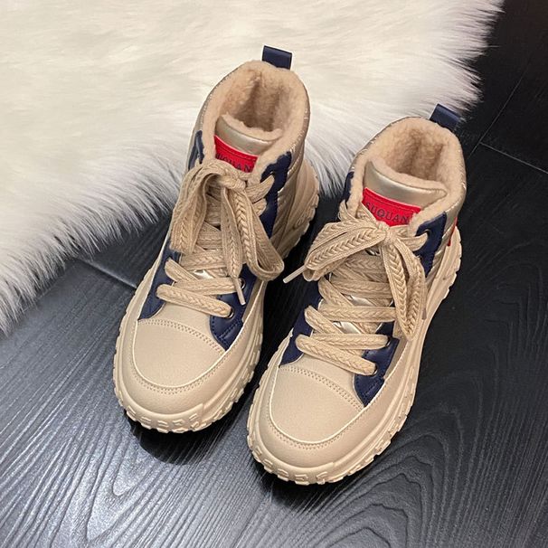 Snow Boots Women's Velvet Thickened High-top Platform Student Sports Cotton Shoes Tide_vogvips.com