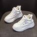 Leather Hollow Dad Shoes Women's Lightweight Inner Height Increase Casual Sports Shoes Platform Sandals_vogvips.com