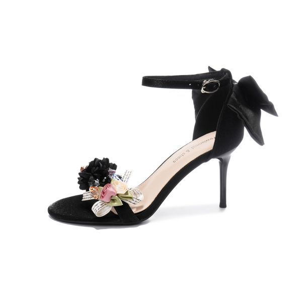 Women's Shoes toed sandals satin bow applique one strap fairy dress luxury wedding shoes exquisite high end_vogvips.com