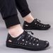 Summer Two Layer Leather Sandals Beach Outdoor Leather Sandals Hole Shoes Soft Bottom Breathable Casual Shoes Wading Shoes_vogvips.com
