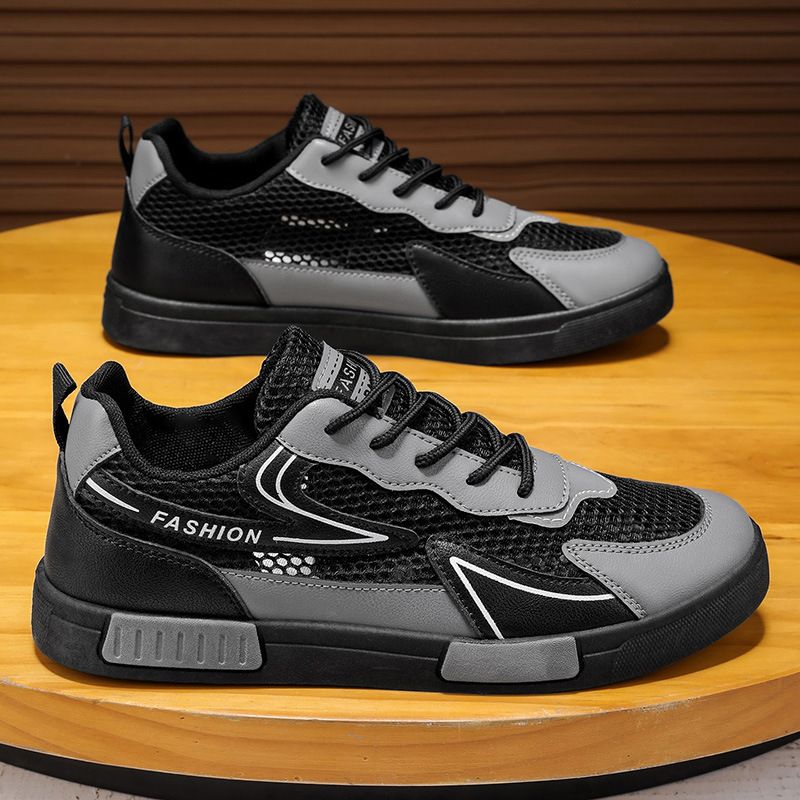 Men's Breathable Mesh Sneakers For Summer - Lightweight Slip-On Casual Shoes With Anti-Slip Rubber Sole, Round Toe Design For Teens And Young Adults_vogvips.com