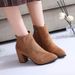 2023 Autumn Winter New Chunky High Heel Short Martin European American Single Pointed Toe Side Zipper Boots Women_vogvips.com