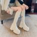 Elastic Slim Square Toe Platform Thick Sole Chunky Heel Side Zipper Over-the-Knee Long Patent Leather Red High Boots_vogvips.com