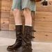 Cowhide Version~ Thick-Soled Cuff For Women 2025 New Niche Design Wrinkled Pile Long Boots_vogvips.com