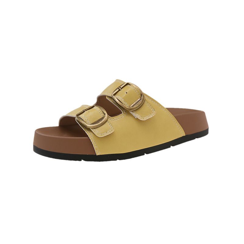 Thick-soled Buckle Birkenstock-style Casual Open-toe Sandals For Outdoor Wear, Retro Slip-on Beach Roman Shoes C-22_vogvips.com