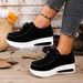Women's Lace Up Platform Sports Shoes Suede Lightweight Casual Thick Sole Autumn New Style Plus Size 43_vogvips.com