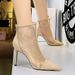 Women's Sexy Mesh Stiletto Heels Pointed Toe Boots For Nightclub Party & Evening Wear Stiletto High Heeled Pointed Boots_vogvips.com