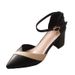 Women's Fairy-Style Chunky Heel Sandals 2026 New Spring/Summer Versatile Color-Block Pointed Toe Mid-Heel Fashionable_vogvips.com