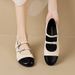 Silver Mary Jane Shoes Women's French Small Fragrant Style Word With Flat Single Shoes Large Size Women's Shoes_vogvips.com