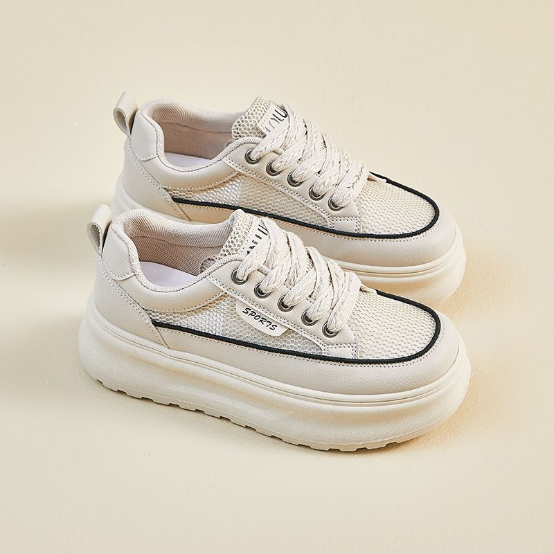 Little White Shoes Female Students Thick-soled Heightening Shoes Mesh Breathable Casual Street Shooting Shoes_vogvips.com