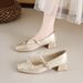 French Silver Flat Ballet Shoes Femininity Bow Fairy Style Word With Mary Jane Shoes_vogvips.com