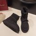 Wrinkled Thick-Soled Snow For Women 2025 Winter New Style Fleece-Lined Thickened Warm Nylon Lace-Up Northeast Ski Boots_vogvips.com