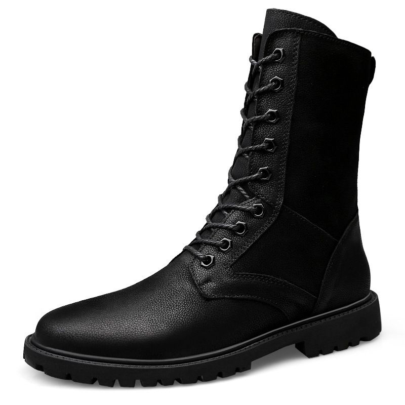 Men's High Boots High Top Thermal Cotton Shoes Outdoor Tooling Side Zipper Men's Boots_vogvips.com