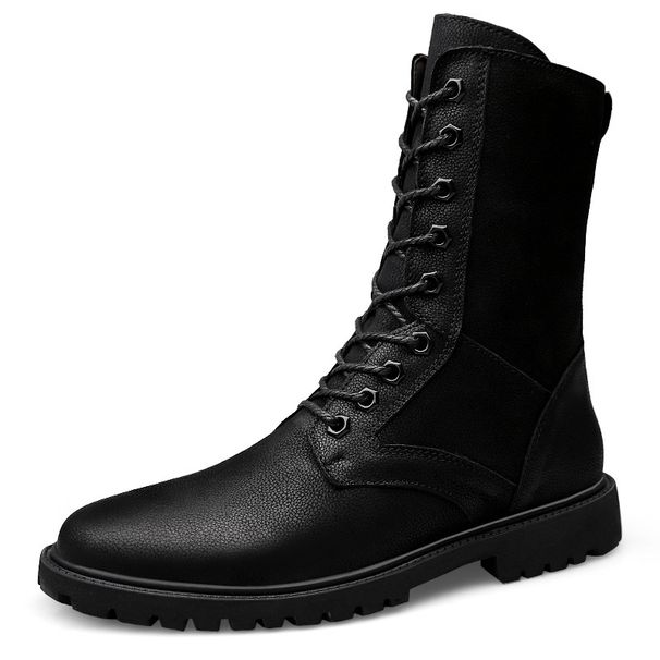 Men's High Boots High Top Thermal Cotton Shoes Outdoor Tooling Side Zipper Men's Boots_vogvips.com