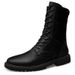 Men's High Boots High Top Thermal Cotton Shoes Outdoor Tooling Side Zipper Men's Boots_vogvips.com