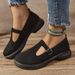 Women's New Round Toe Belt Buckle Single Fashionable British Style Leather Shoes, Thick Heeled Women's Shoes_vogvips.com