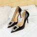 638-K30 European And American Style Banquet Women's Shallow Mouth Pointed Toe Side Hollow Rhinestone Buckle Single_vogvips.com