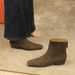Korean Retro Style Thick Heeled Martin Boots, Small Bare Boots, Back Zipper Suede Square Toe Single Boots, Fashion Short Boots For Women_vogvips.com