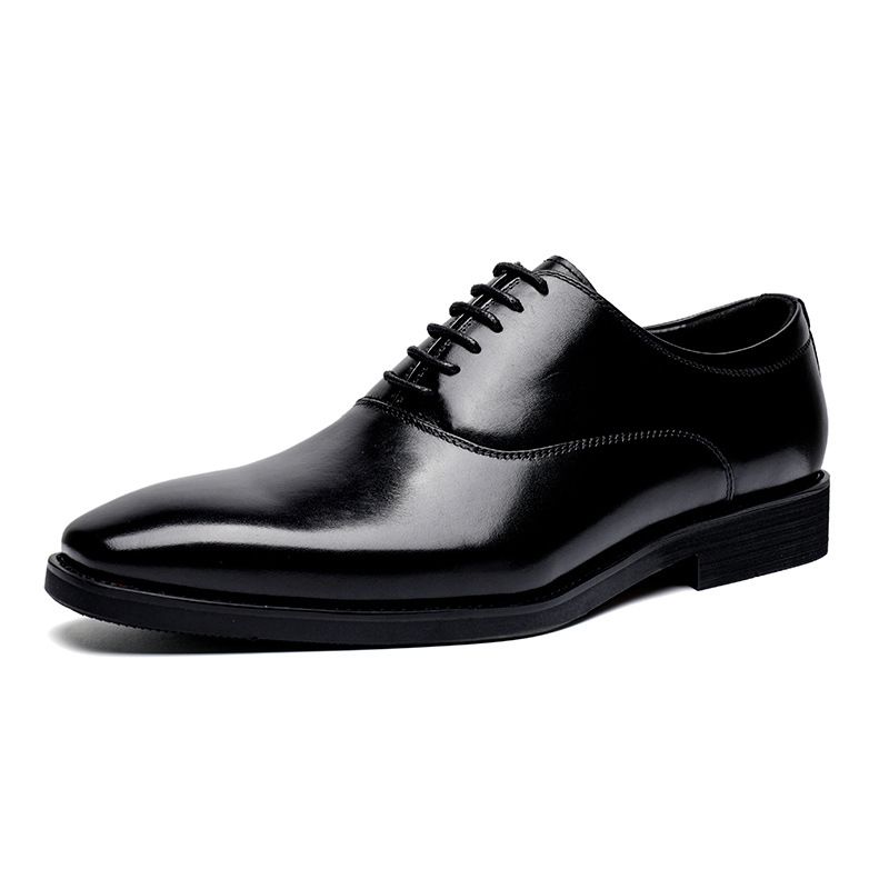 Euro Step Top Layer Cowhide Genuine British Style Business Handmade Formal Men's Leather Shoes Breathable_vogvips.com
