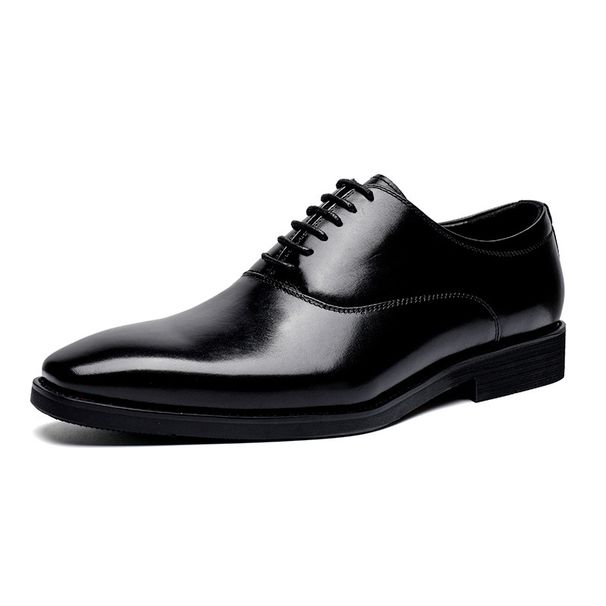 Euro Step Top Layer Cowhide Genuine British Style Business Handmade Formal Men's Leather Shoes Breathable_vogvips.com