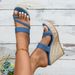 Women's Summer Slip-On Wedge Sandals Plus Size Thick Sole Denim Style New_vogvips.com