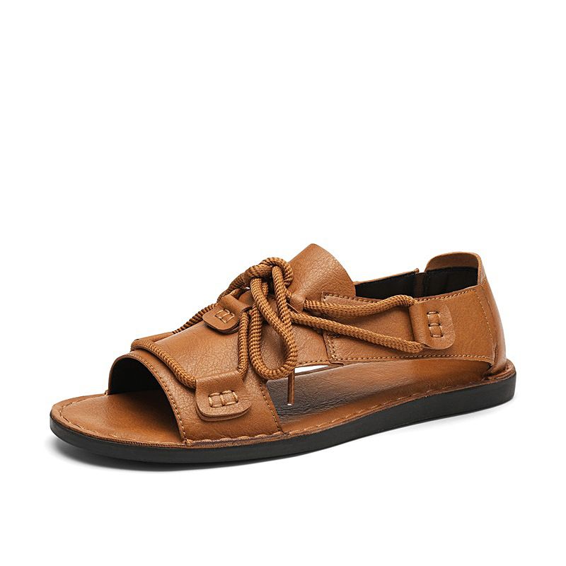 Cross-border Plus-size Summer Men's Sandals With Unique Design, Handmade Roman Sandals, Fashionable Casual Beach Shoes_vogvips.com