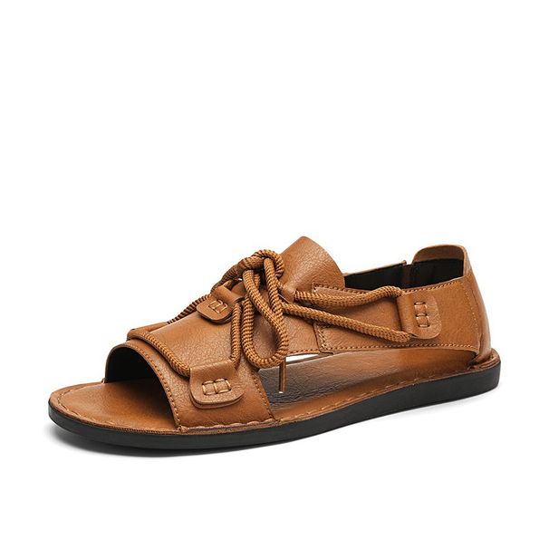Cross-border Plus-size Summer Men's Sandals With Unique Design, Handmade Roman Sandals, Fashionable Casual Beach Shoes_vogvips.com