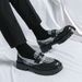 Loafers, Brogue Carved Trendy Thick-soled Height-increasing Slip-ons, Business Casual Large-toe Leather Shoes, Men's_vogvips.com