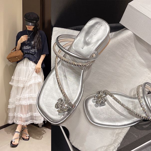 Elegant Rhinestone Women, Suitable For Outdoor Wear In Summer 2026, New Style To Match Skirts, Fashionable Chunky Heel,_vogvips.com
