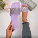French Style Sequin Fairy Shoes One-Strap Sandals Outdoor Black 2025 Summer Slippers Versatile Flat Slides_vogvips.com
