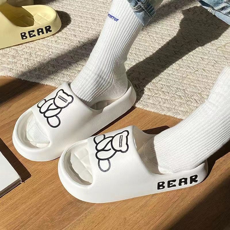 EVA Slippers For Female Students To Wear In Summer, Cartoon Bear Flip Flops, Household Soft Soled Bathing Slippers For Men_vogvips.com