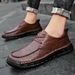 Men's Casual Leather 2025 New Model, Soft Sole, Hand-stitched, Versatile Lace-up Men's Shoes, Business Formal Wear,_vogvips.com