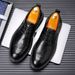 New Fashion Business Genuine Leather British Brock Men's Shoes Men's Business Formal Wear Oxford Shoes Lace-up Fashion Black Dress Wedding Derby Shoes_vogvips.com