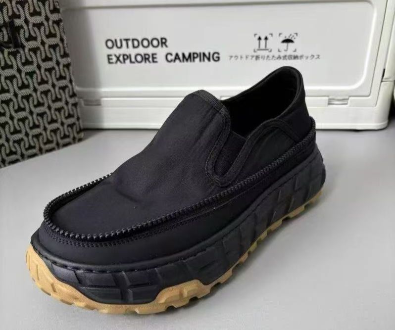 Summer Fashion Casual Men's Shoes Slip On Versatile Fashion Zipper Cloth Shoes Fashionable And Comfortable Thick Soled Shoes_vogvips.com