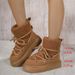 Faux Women Suede Snow 2024 Winter Lace Up Warm Padded Ski Boots Leisure Synthetic Wool Platform Short Botas Shoes 4738_vogvips.com