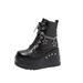 Women's Plus Size Platform Wedge Ankle Boots British Style Studded Chain Riding Boot Thick Sole Pointed Toe Over-the-Ankle Black Autumn_vogvips.com