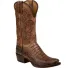 Men Vintage Embroidery Western Cowboy Croc Print Pointed Toe Mid Calf Retro Leather Riding Boots_vogvips.com