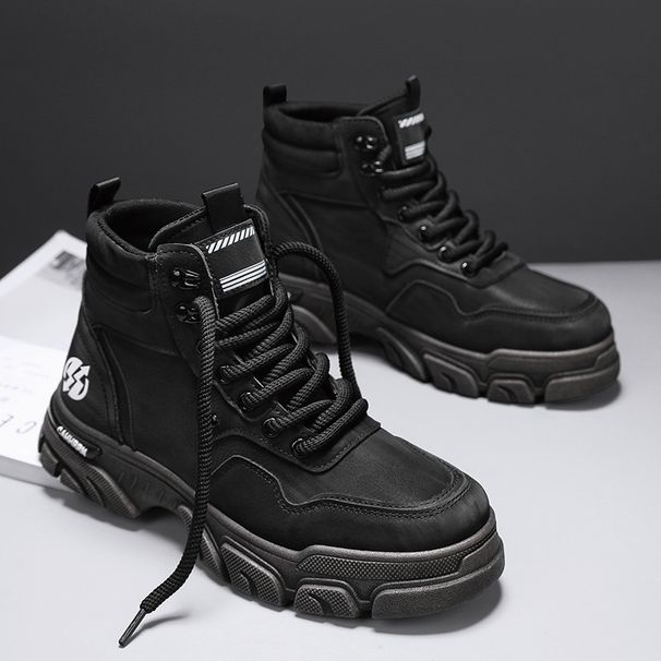 European Warm Series Leather Autumn Winter New Style Yellow Fashion Thick Sole Height Increasing Outdoor Sports Motorcycle Martin Men's Boots_vogvips.com