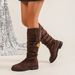 Women's Suede Pleated Slouch Boots Size 43 European American Style High Top Riding Plus Size Slimming Autumn_vogvips.com